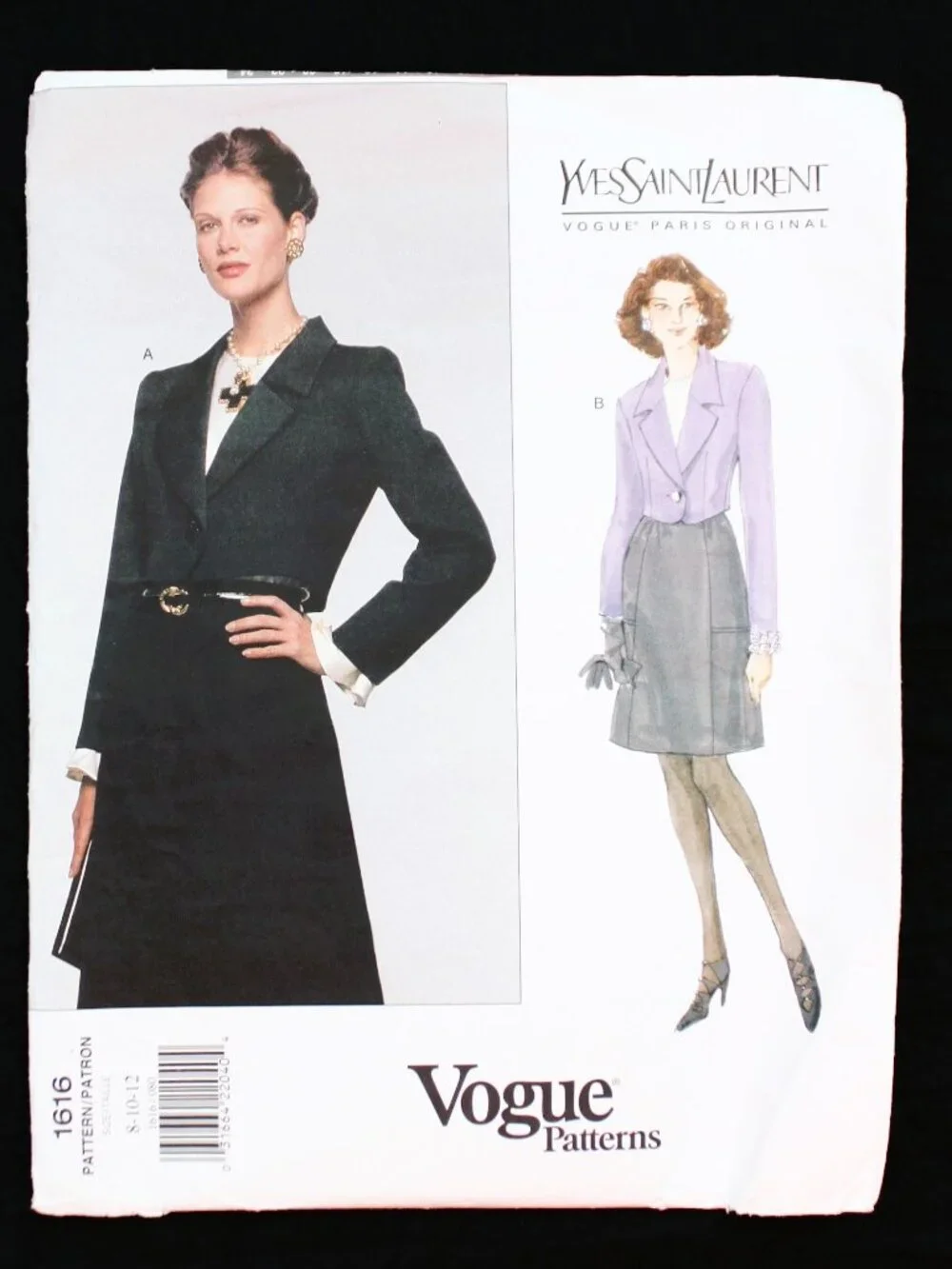 VTG Vogue Yves Saint Laurent 90s Sewing Pattern 8-10-12 Jacket & Skirt FF UNCUT